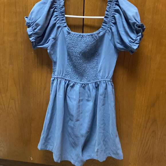 Blue Ruched Romper - Picture 2 of 2